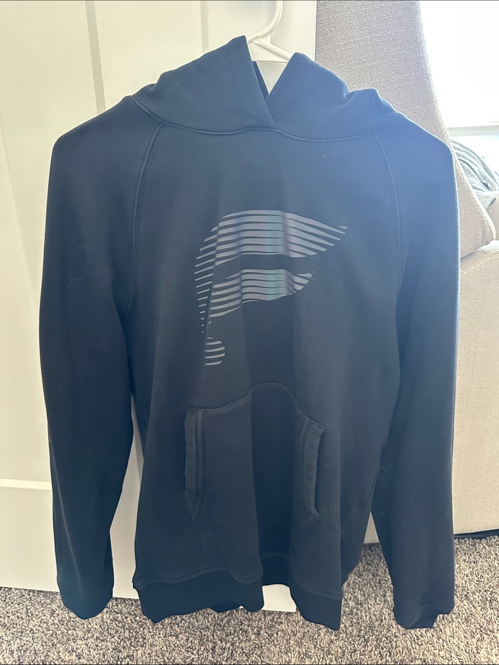 Fabletics Men's Black Crewneck Sweatshirt with Striped Logo